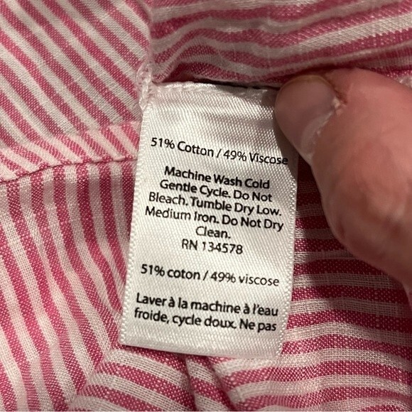 Vineyard Vines Pink & White Easy Striped Savannah Popover Top Size XS - Picture 9 of 13